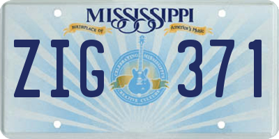MS license plate ZIG371