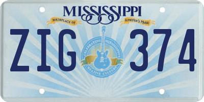 MS license plate ZIG374
