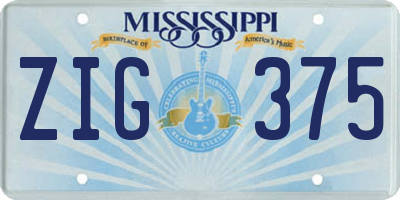 MS license plate ZIG375