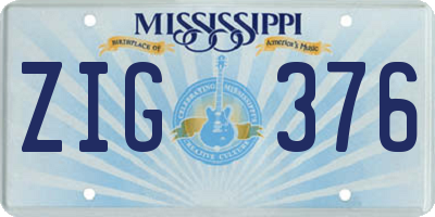 MS license plate ZIG376