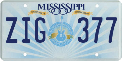 MS license plate ZIG377