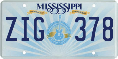 MS license plate ZIG378
