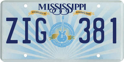MS license plate ZIG381