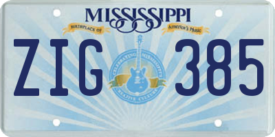 MS license plate ZIG385