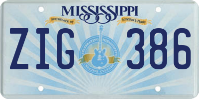 MS license plate ZIG386