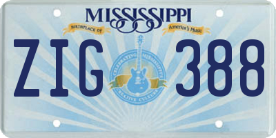MS license plate ZIG388