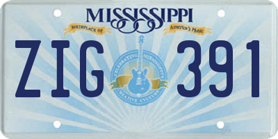 MS license plate ZIG391