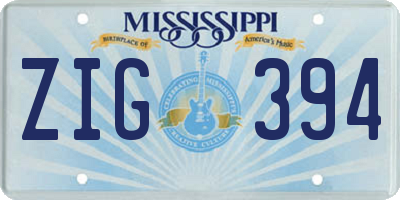 MS license plate ZIG394