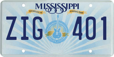 MS license plate ZIG401