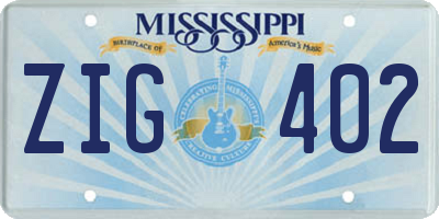 MS license plate ZIG402