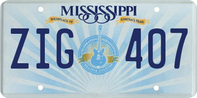 MS license plate ZIG407