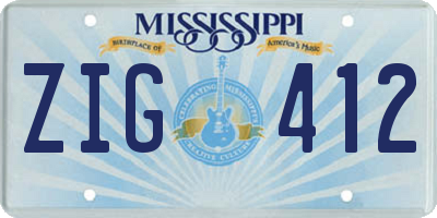 MS license plate ZIG412