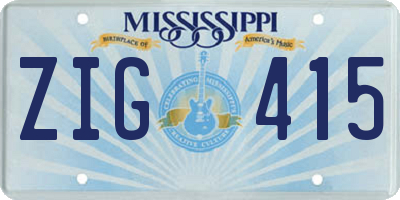 MS license plate ZIG415