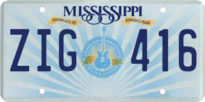 MS license plate ZIG416