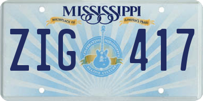 MS license plate ZIG417
