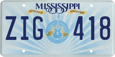 MS license plate ZIG418