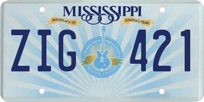 MS license plate ZIG421