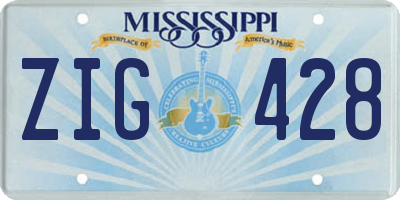 MS license plate ZIG428