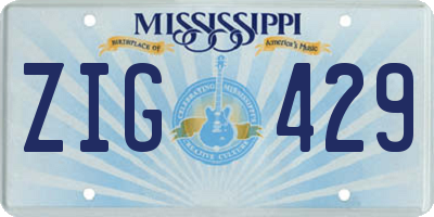 MS license plate ZIG429