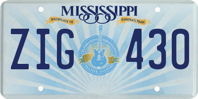 MS license plate ZIG430
