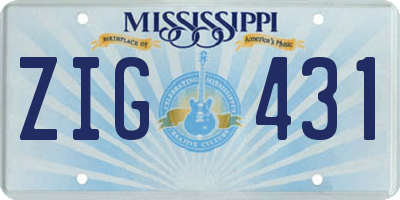 MS license plate ZIG431
