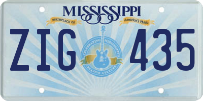 MS license plate ZIG435