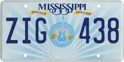 MS license plate ZIG438