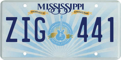 MS license plate ZIG441