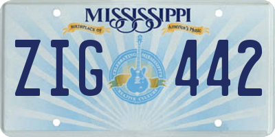 MS license plate ZIG442