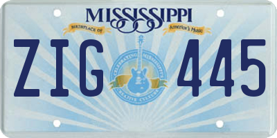 MS license plate ZIG445
