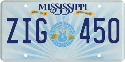 MS license plate ZIG450