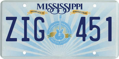 MS license plate ZIG451