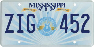 MS license plate ZIG452