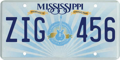 MS license plate ZIG456