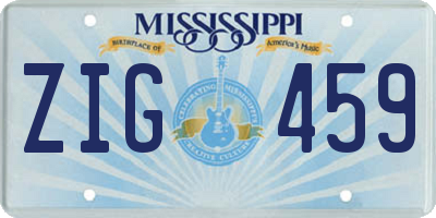 MS license plate ZIG459