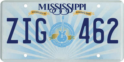 MS license plate ZIG462