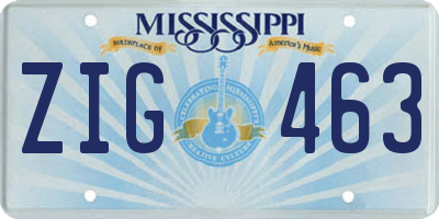 MS license plate ZIG463