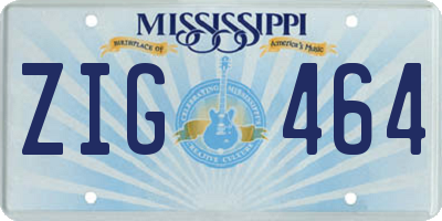 MS license plate ZIG464
