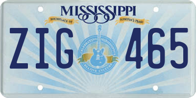 MS license plate ZIG465