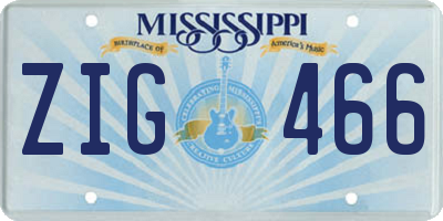 MS license plate ZIG466
