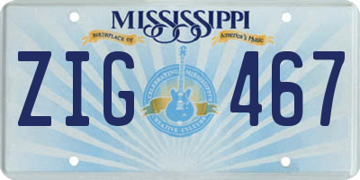 MS license plate ZIG467
