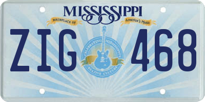 MS license plate ZIG468