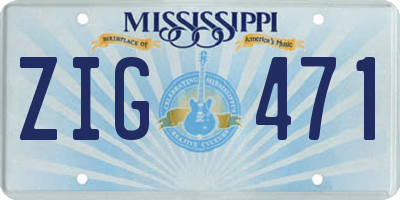 MS license plate ZIG471