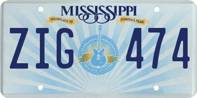 MS license plate ZIG474