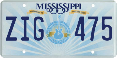 MS license plate ZIG475