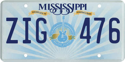 MS license plate ZIG476
