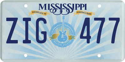 MS license plate ZIG477