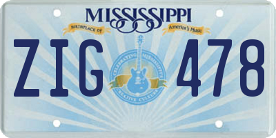 MS license plate ZIG478
