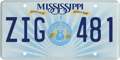 MS license plate ZIG481