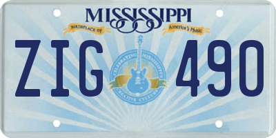 MS license plate ZIG490